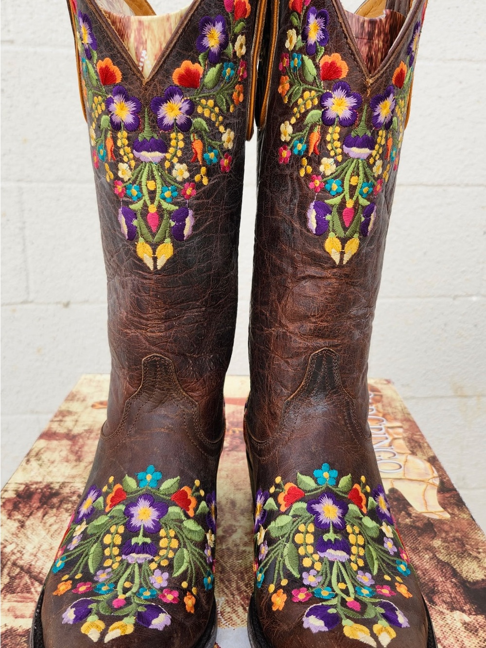 Old Gringo Sora 13 Floral Embroidered Women’s Cowboy Boots Brown Leather 7.5 - Picture 2 of 6